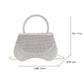 Madeline Love Clear, Gold Bling Studded Flat Top Handle Flap Evening Bag / Crossbody Bag - Bags & Wallets - extra