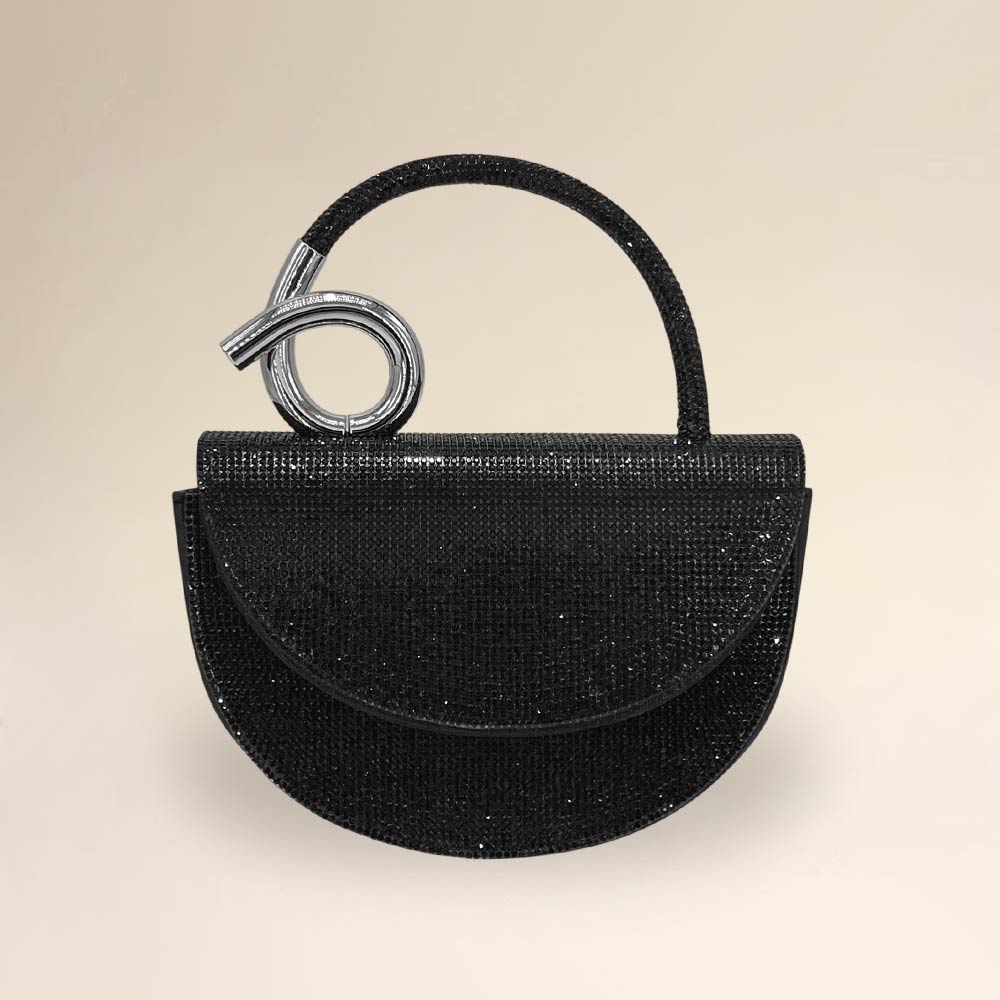 Madeline Love Black Bling Studded Top Handle Evening Crossbody Bag - Bags & Wallets