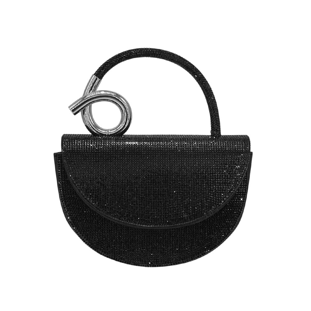 Madeline Love Black Bling Studded Top Handle Evening Crossbody Bag - Bags & Wallets - desc