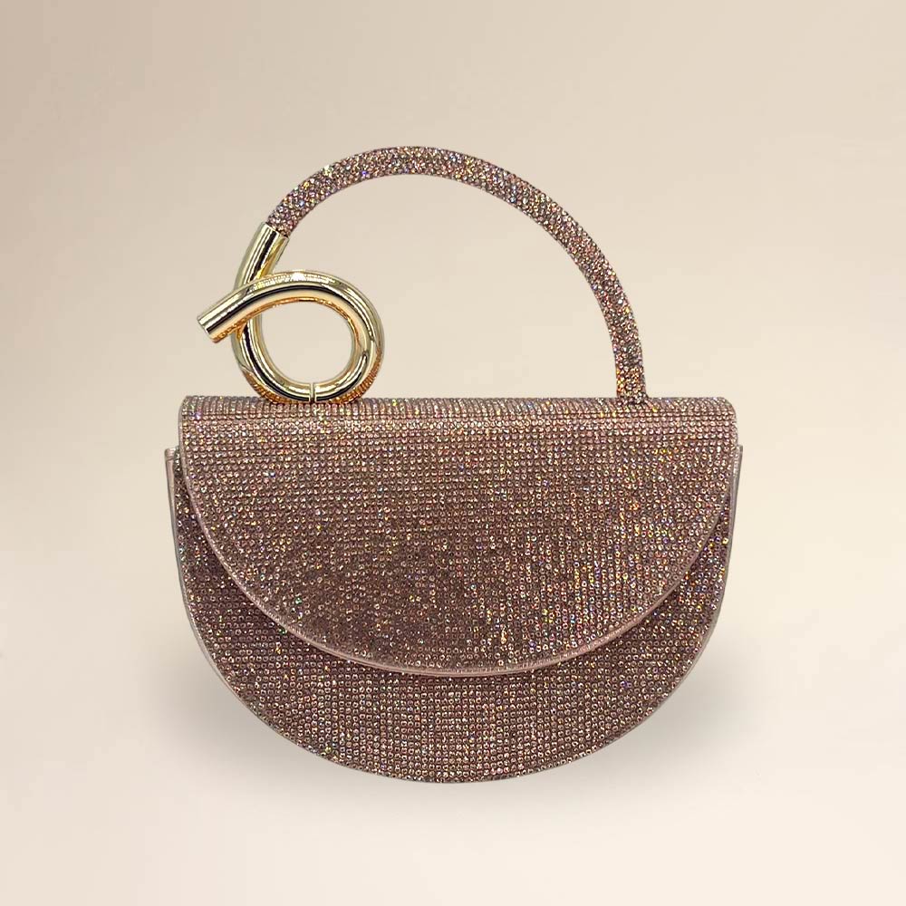 Madeline Love Champagne Bling Studded Top Handle Evening Crossbody Bag - Bags & Wallets