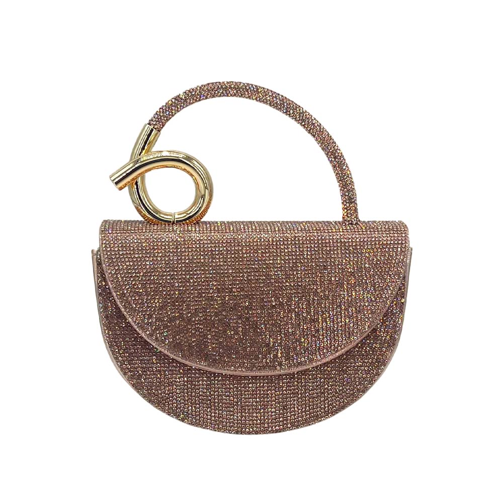 Madeline Love Champagne Bling Studded Top Handle Evening Crossbody Bag - Bags & Wallets - desc