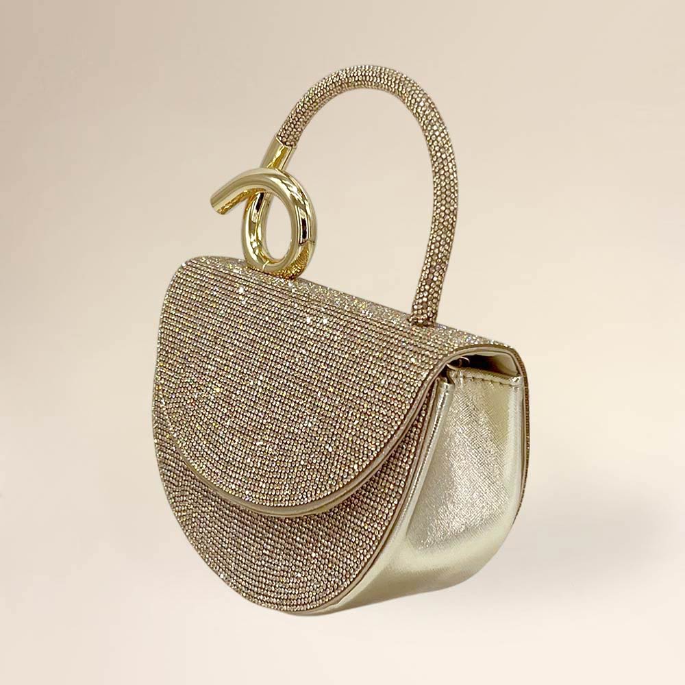 Madeline Love Champagne Bling Studded Top Handle Evening Crossbody Bag - Bags & Wallets - extra
