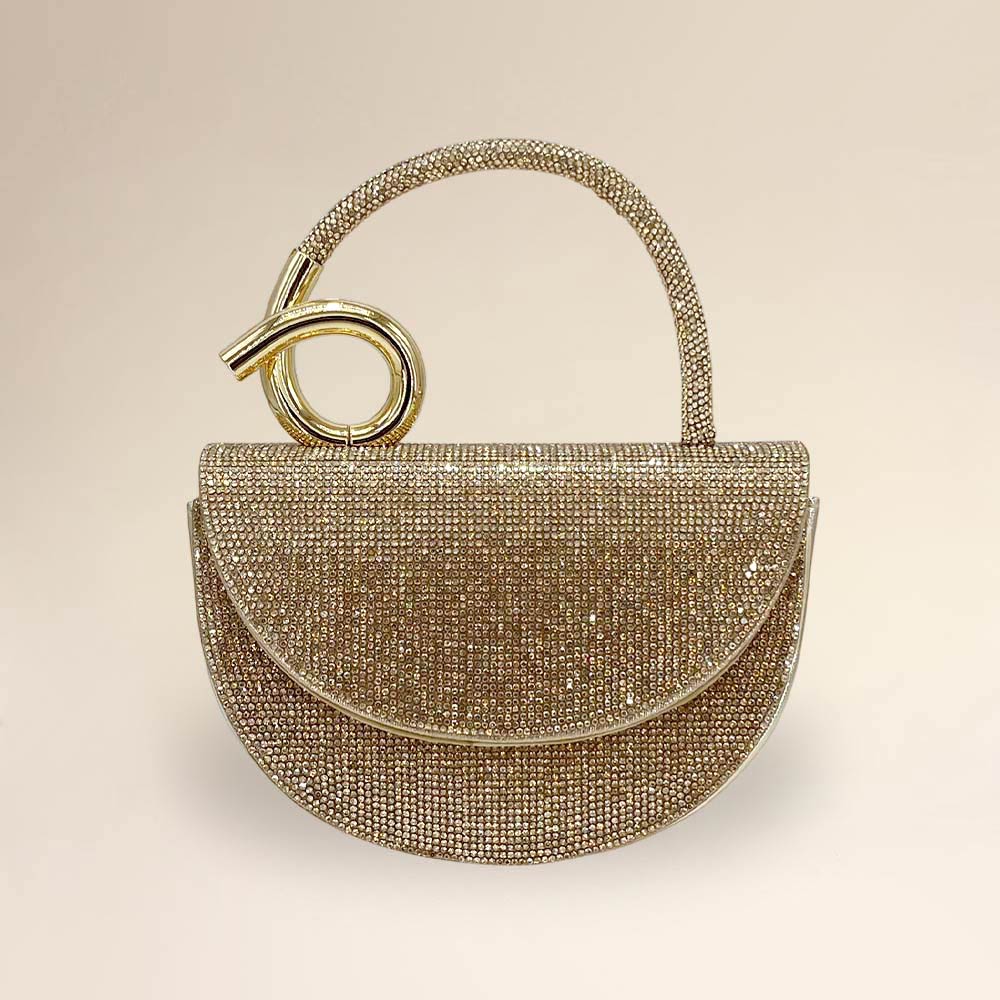 Madeline Love Gold Bling Studded Top Handle Evening Crossbody Bag - Bags & Wallets - desc