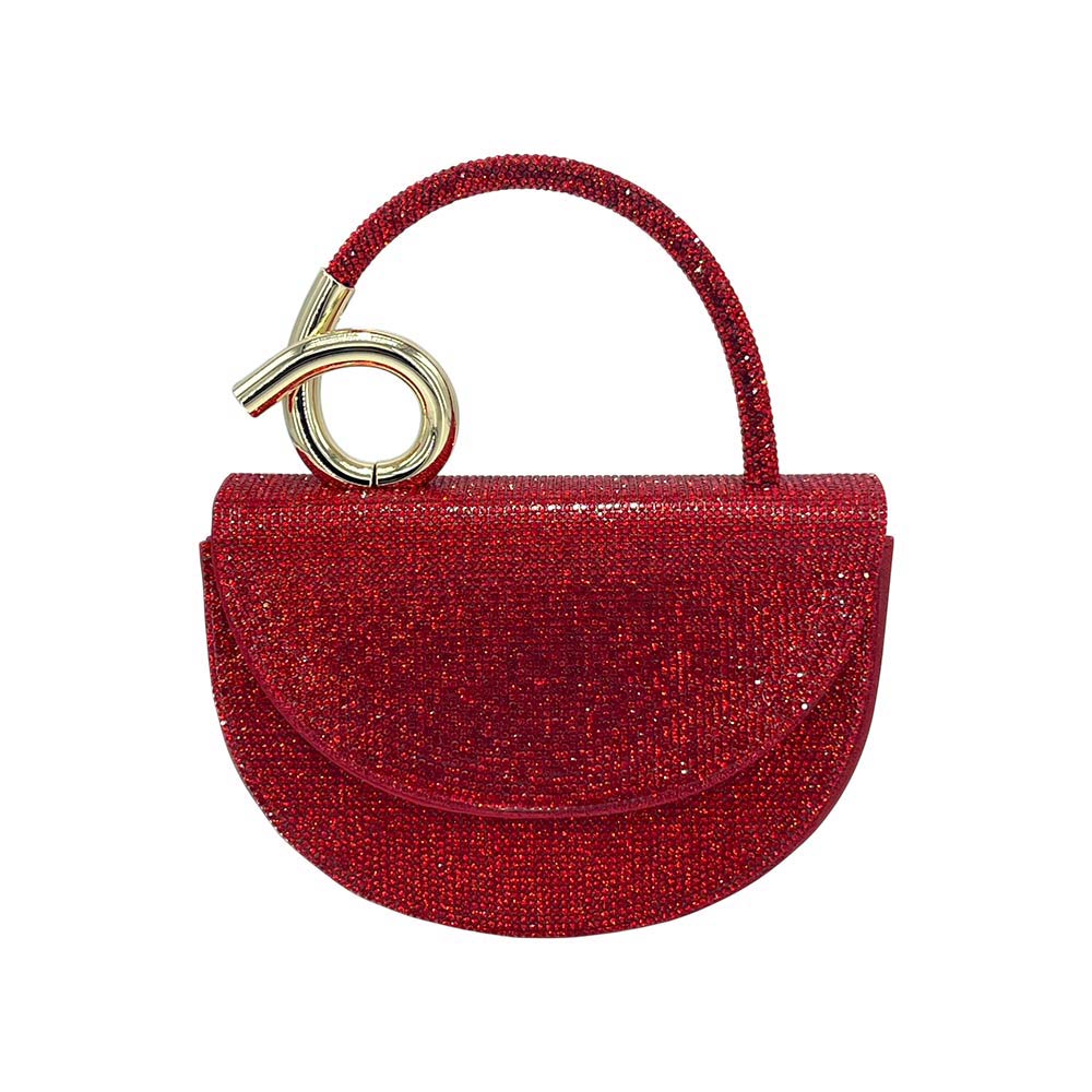 Madeline Love Red Bling Studded Top Handle Evening Crossbody Bag - Bags & Wallets - extra