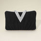 Madeline Love Black Sparkle Fabric Stone Paved V Fold Evening Clutch Crossbody Bag - Bags & Wallets