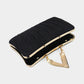Madeline Love Black Sparkle Fabric Stone Paved V Fold Evening Clutch Crossbody Bag - Bags & Wallets - extra