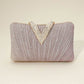 Madeline Love Pink Sparkle Fabric Stone Paved V Fold Evening Clutch Crossbody Bag - Bags & Wallets