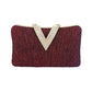 Madeline Love Purple Sparkle Fabric Stone Paved V Fold Evening Clutch Crossbody Bag - Bags & Wallets - desc