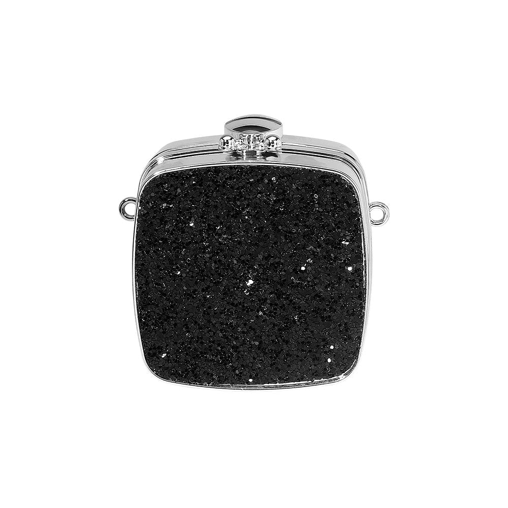 Madeline Love Black Square Glitter Mini Clutch Bag Crossbody Bag - Bags & Wallets - desc