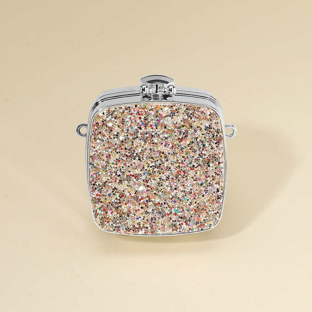 Madeline Love Champagne Square Glitter Mini Clutch Bag Crossbody Bag - Bags & Wallets