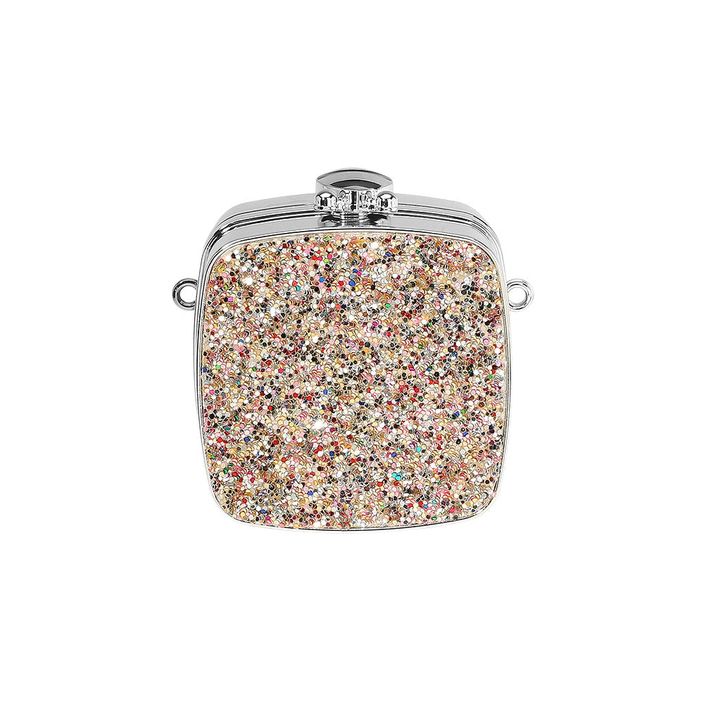 Madeline Love Champagne Square Glitter Mini Clutch Bag Crossbody Bag - Bags & Wallets - desc
