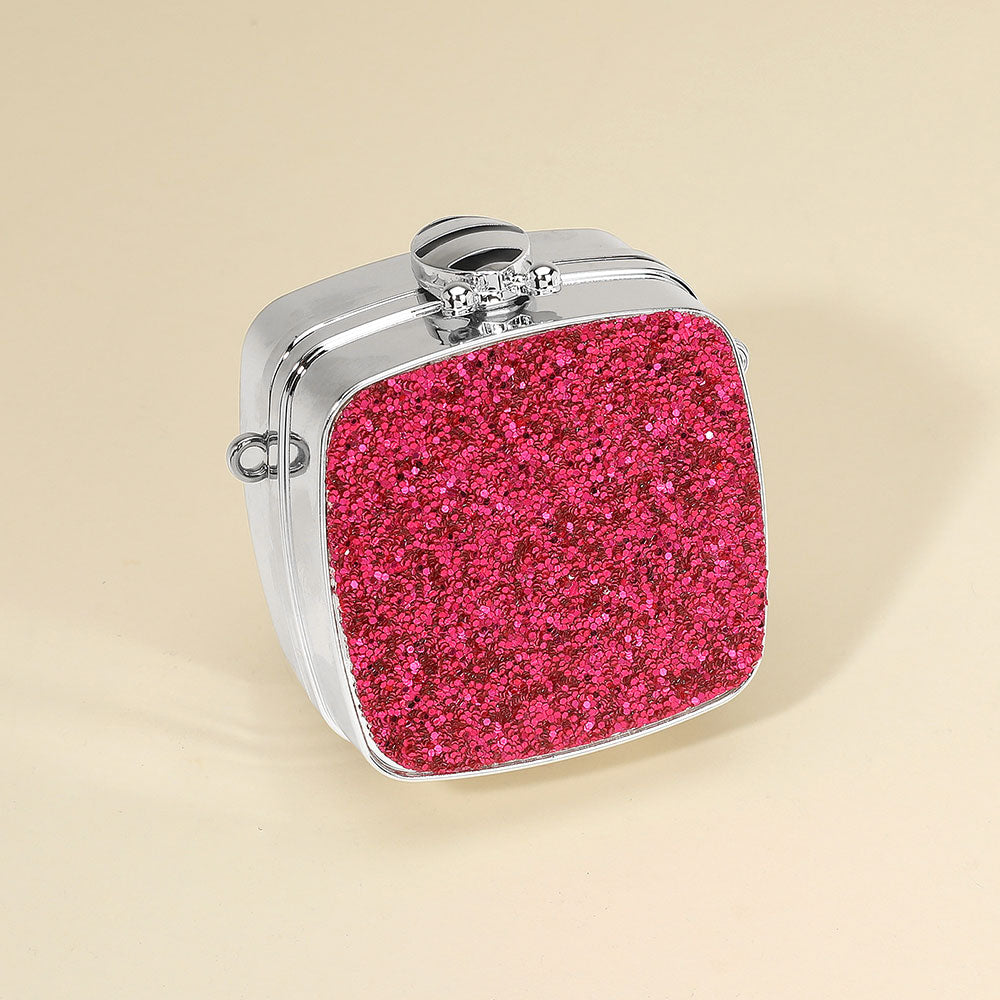 Madeline Love Pink Square Glitter Mini Clutch Bag Crossbody Bag - Bags & Wallets