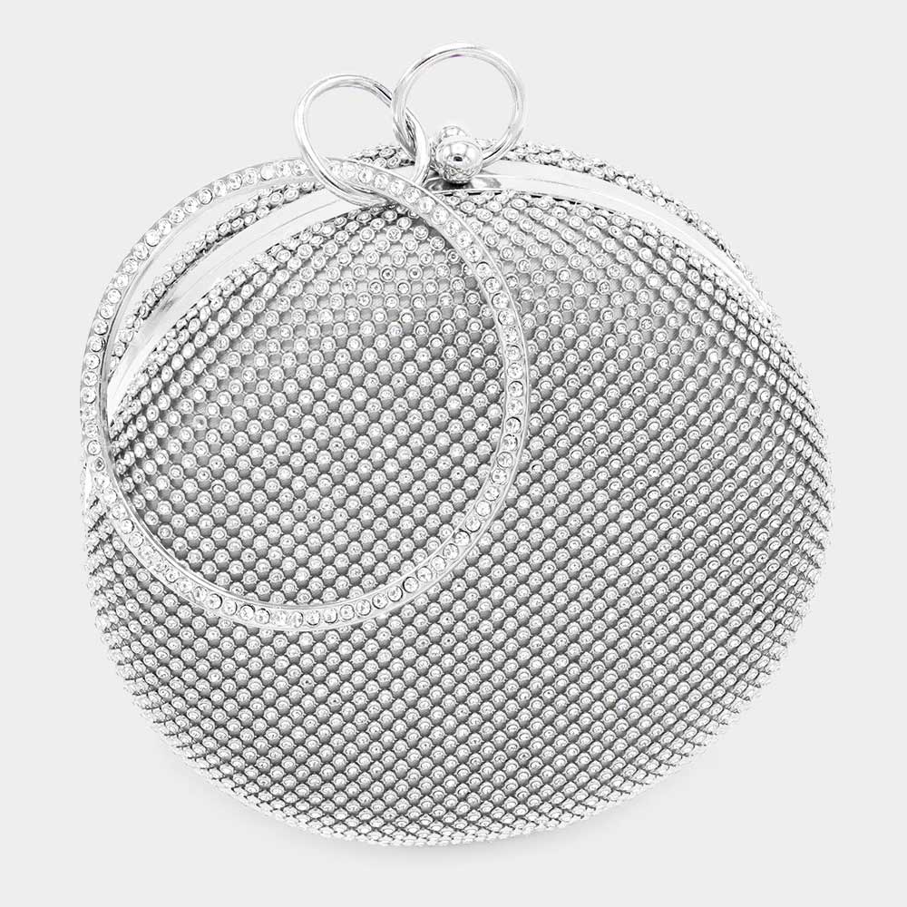Madeline Love Silver Bling Round Evening Tote / Crossbody Bag - Bags & Wallets - extra