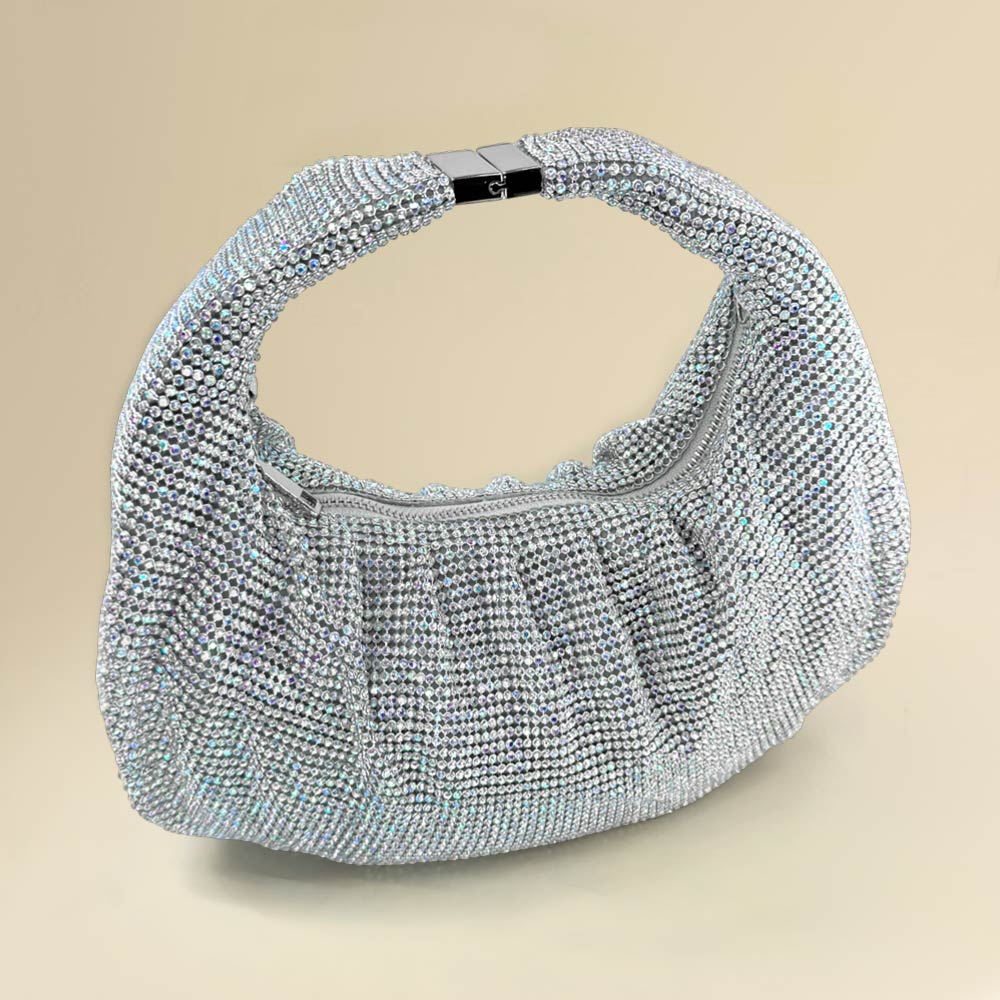 Madeline Love AB Rhinestone Bling Studded Slouch Hobo Evening Crossbody Bag - Bags & Wallets