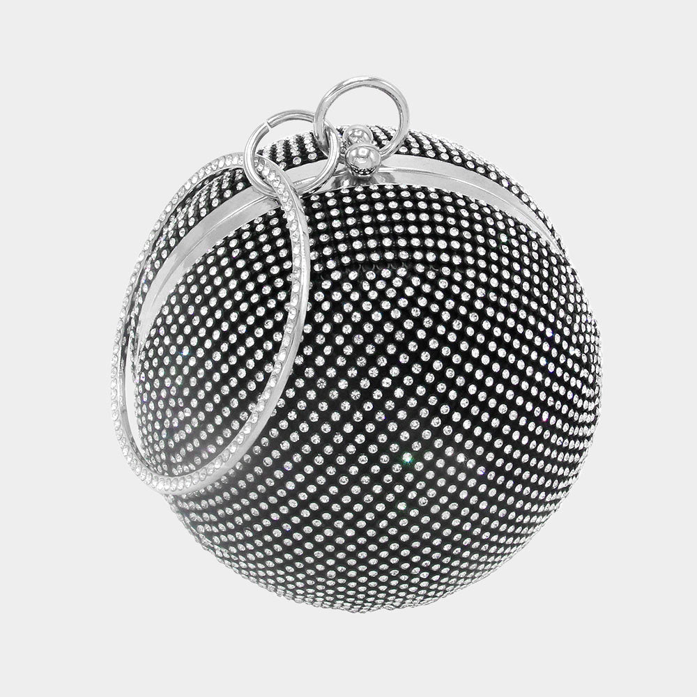 Madeline Love Black Bling Round Ball Evening Tote / Crossbody Bag - Bags & Wallets