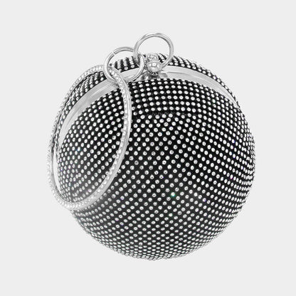 Madeline Love Black Bling Round Ball Evening Tote / Crossbody Bag - Bags & Wallets