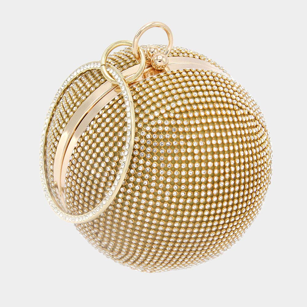 Madeline Love Gold Bling Round Ball Evening Tote / Crossbody Bag - Bags & Wallets