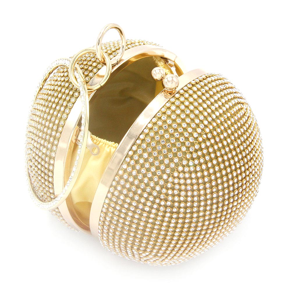 Madeline Love Gold Bling Round Ball Evening Tote / Crossbody Bag - Bags & Wallets - desc