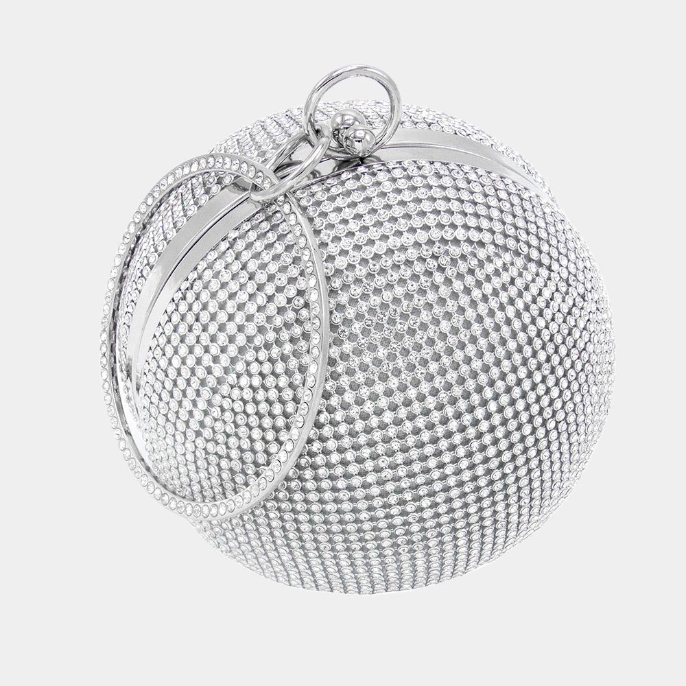 Madeline Love Silver Bling Round Ball Evening Tote / Crossbody Bag - Bags & Wallets