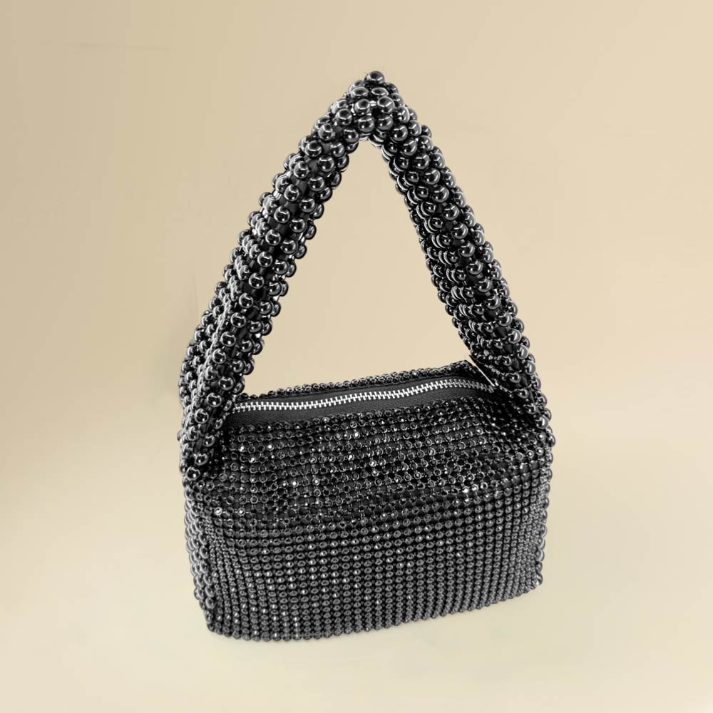 Madeline Love Black Rhinestone Bling Studded Mini Shoulder Crossbody Bag - Bags & Wallets