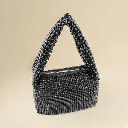 Madeline Love Black Rhinestone Bling Studded Mini Shoulder Crossbody Bag - Bags & Wallets