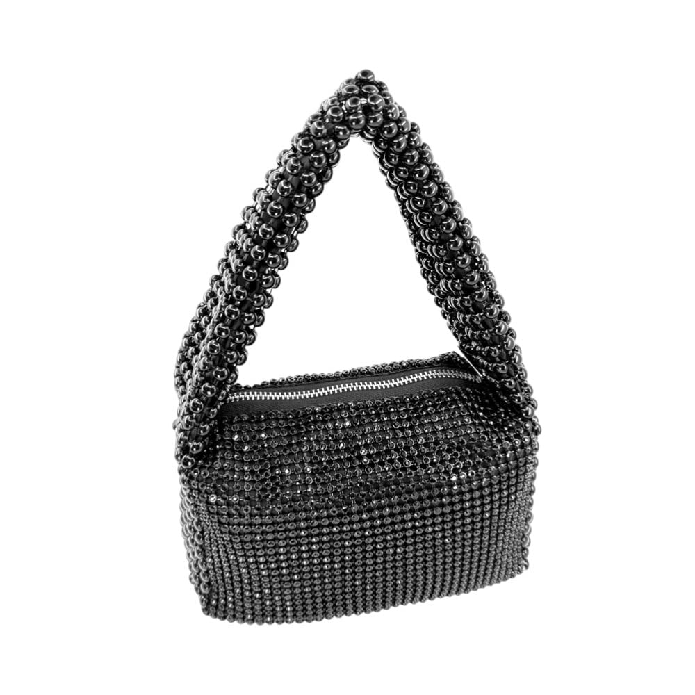 Madeline Love Black Rhinestone Bling Studded Mini Shoulder Crossbody Bag - Bags & Wallets - desc