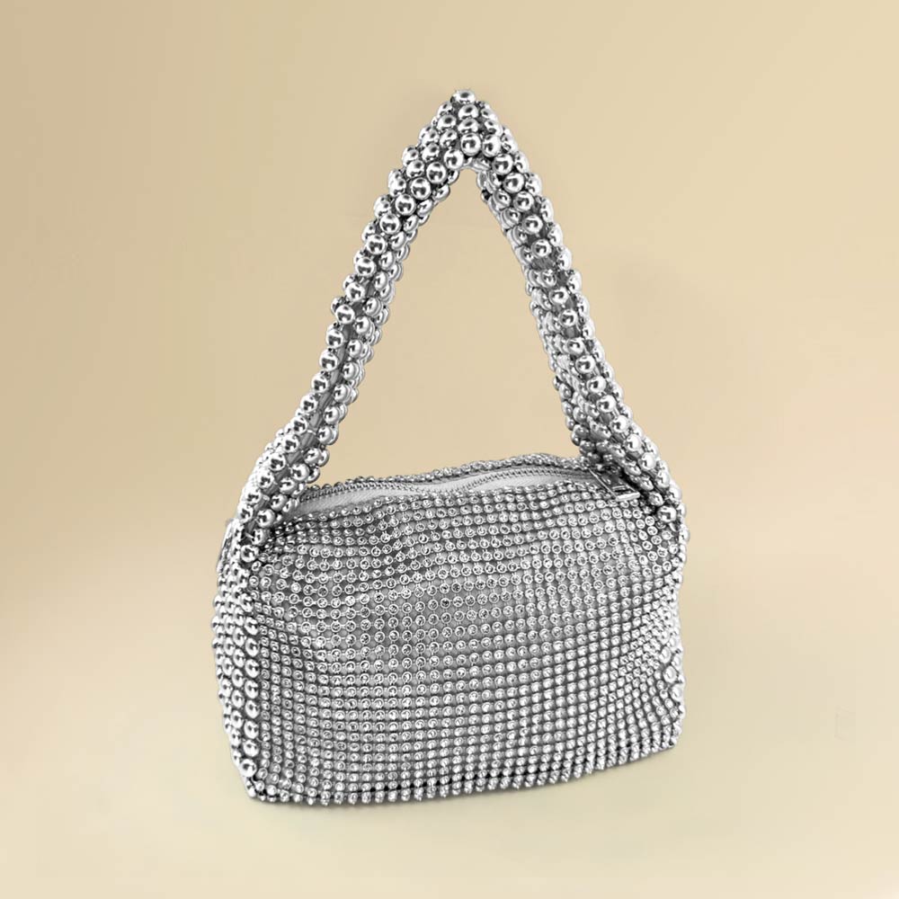 Madeline Love Clear Rhinestone Bling Studded Mini Shoulder Crossbody Bag - Bags & Wallets - desc