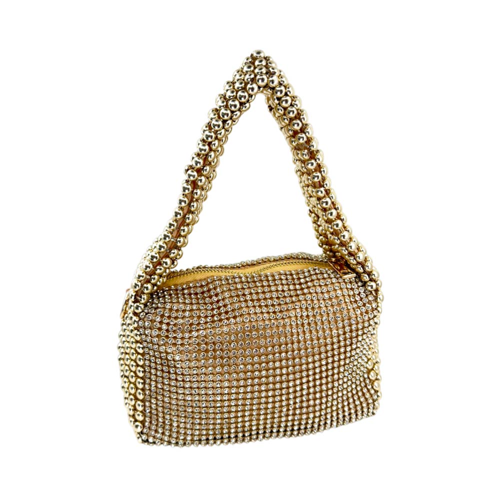 Madeline Love Gold Rhinestone Bling Studded Mini Shoulder Crossbody Bag - Bags & Wallets - extra