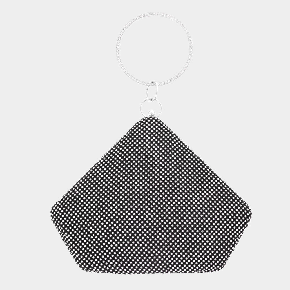 Madeline Love Black Bling Angled Evening Tote / Crossbody Bag - Bags & Wallets