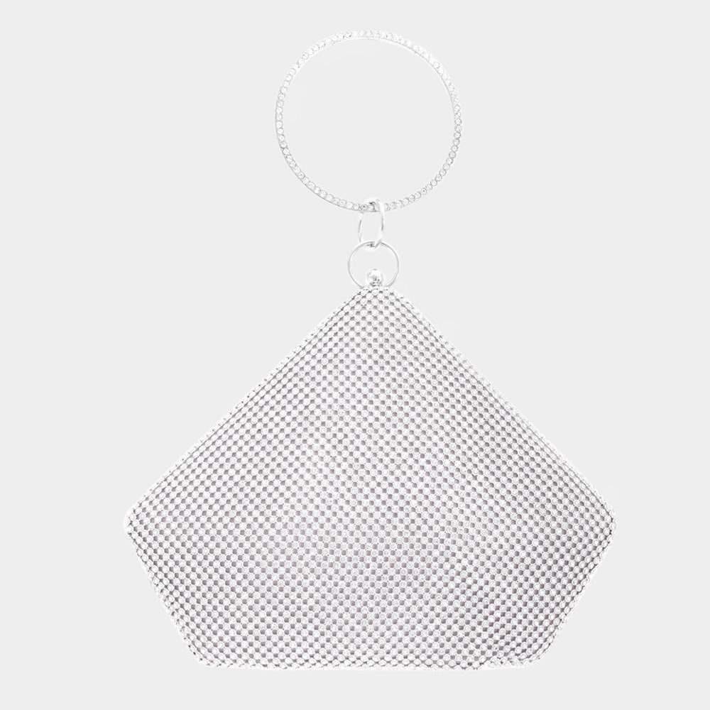 Madeline Love Silver Bling Angled Evening Tote / Crossbody Bag - Bags & Wallets