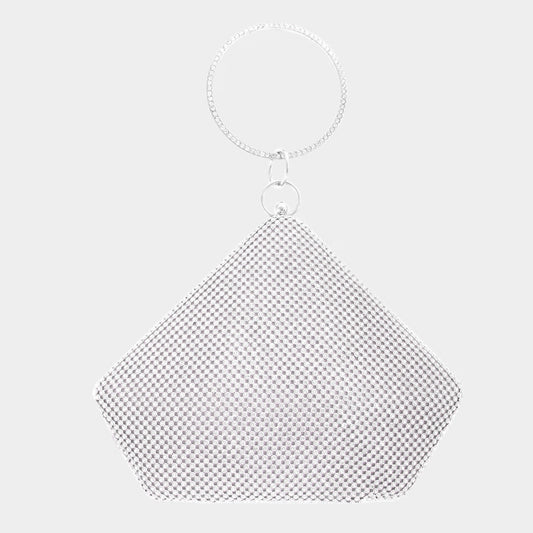 Madeline Love Silver Bling Angled Evening Tote / Crossbody Bag - Bags & Wallets
