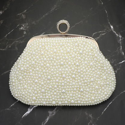 Madeline Love Gold Pearl Embellished Evening Clutch Bag / Crossbody Bag - Bags & Wallets