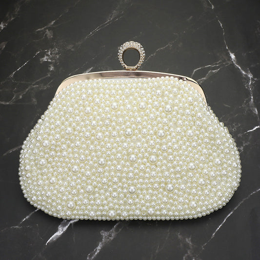 Madeline Love Gold Pearl Embellished Evening Clutch Bag / Crossbody Bag - Bags & Wallets