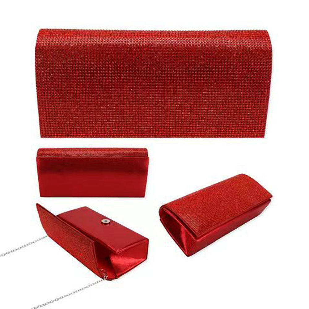 Madeline Love Red Bling Studded Box Evening Bag / Clutch / Crossbody Bag - Bags & Wallets - extra