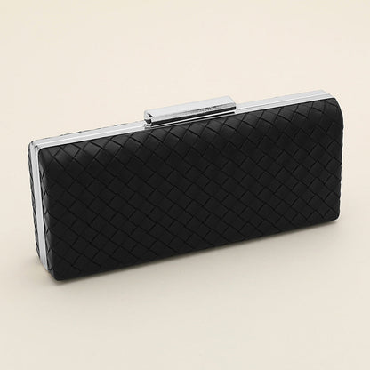 Madeline Love Black Faux Leather Basket Weave Evening Clutch Bag / Crossbody Bag - Bags & Wallets