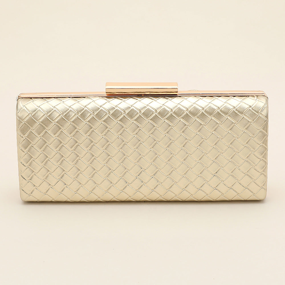 Madeline Love Black Faux Leather Basket Weave Evening Clutch Bag / Crossbody Bag - Bags & Wallets - extra