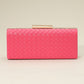 Madeline Love Navy Faux Leather Basket Weave Clutch Evening Bag / Crossbody Bag - Bags & Wallets - extra