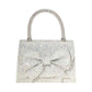 Madeline Love AB, Silver Bling Studded Bow Accented Top Handle Evening Hand Bag / Crossbody Bag - Bags & Wallets - desc