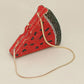 Madeline Love Red Crystal Rhinestone Embellished Watermelon Slice Evening Clutch Shoulder Bag - Bags & Wallets - extra
