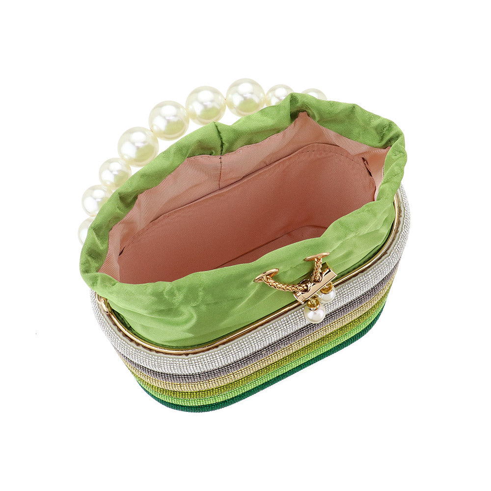 Madeline Love Green Bling Pearl Top Handle Drawstring Box Crossbody Bag - Bags & Wallets - extra