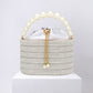 Madeline Love Silver Bling Pearl Top Handle Drawstring Box Crossbody Bag - Bags & Wallets
