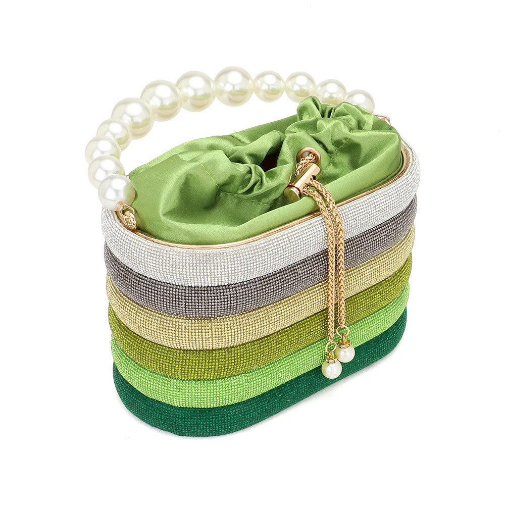 Madeline Love Silver Bling Pearl Top Handle Drawstring Box Crossbody Bag - Bags & Wallets - extra