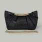 Madeline Love Black Pleated Metallic Sparkle Evening Clutch Crossbody Bag - Bags & Wallets - desc