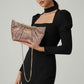 Madeline Love Champagne Pleated Metallic Sparkle Evening Clutch Crossbody Bag - Bags & Wallets