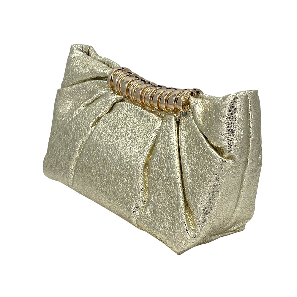Madeline Love Fuchsia Pleated Metallic Sparkle Evening Clutch Crossbody Bag - Bags & Wallets - extra
