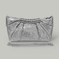 Madeline Love Silver Pleated Metallic Sparkle Evening Clutch Crossbody Bag - Bags & Wallets