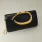 Madeline Love Black Bold Hardware Accent Faux Leather Evening Clutch Bag Crossbody Bag - Bags & Wallets