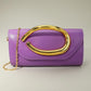 Madeline Love Purple Bold Hardware Accent Faux Leather Evening Clutch Bag Crossbody Bag - Bags & Wallets - desc
