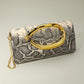 Madeline Love Khaki, Snake Bold Hardware Accent Snake Pattern Faux Leather Evening Clutch Bag Crossbody Bag - Bags & Wallets