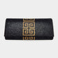 Madeline Love Jet Black Greek Pattern Bling Evening Clutch Crossbody Bag - Bags & Wallets